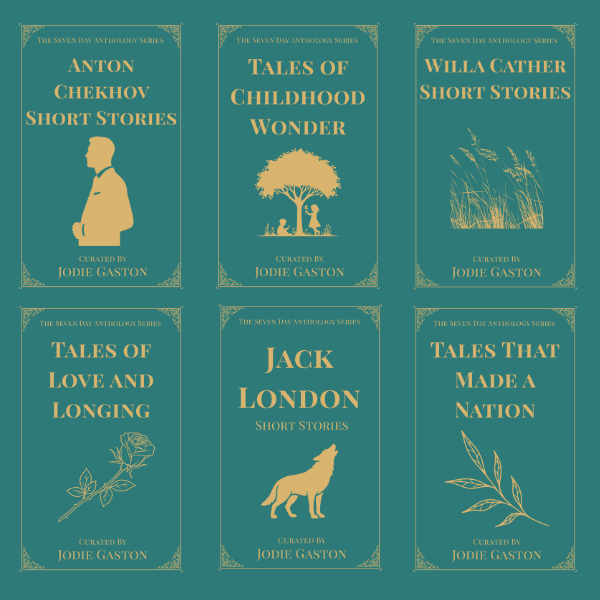 A graphic displaying some of the volumes available in the Seven Day Anthology Series